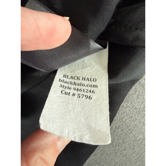 Black Halo Womens Black Viscose Crop Cami Tank Top Size 8 Flowy Romantic Goth - Picture 6 of 9